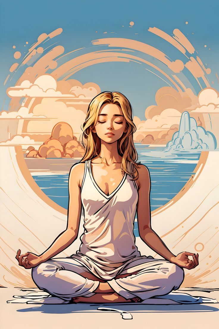 A girl sits gracefully in the Gyan Mudra pose