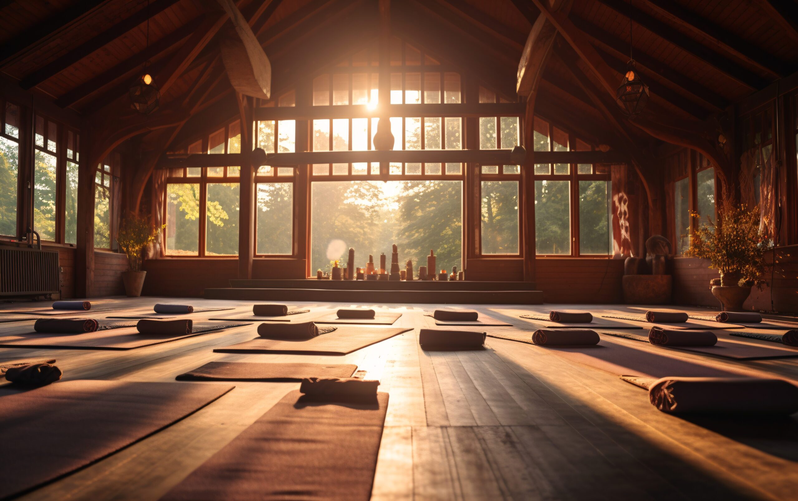 Interior design yoga space wooden interior design of a yoga space featuring wooden elements.