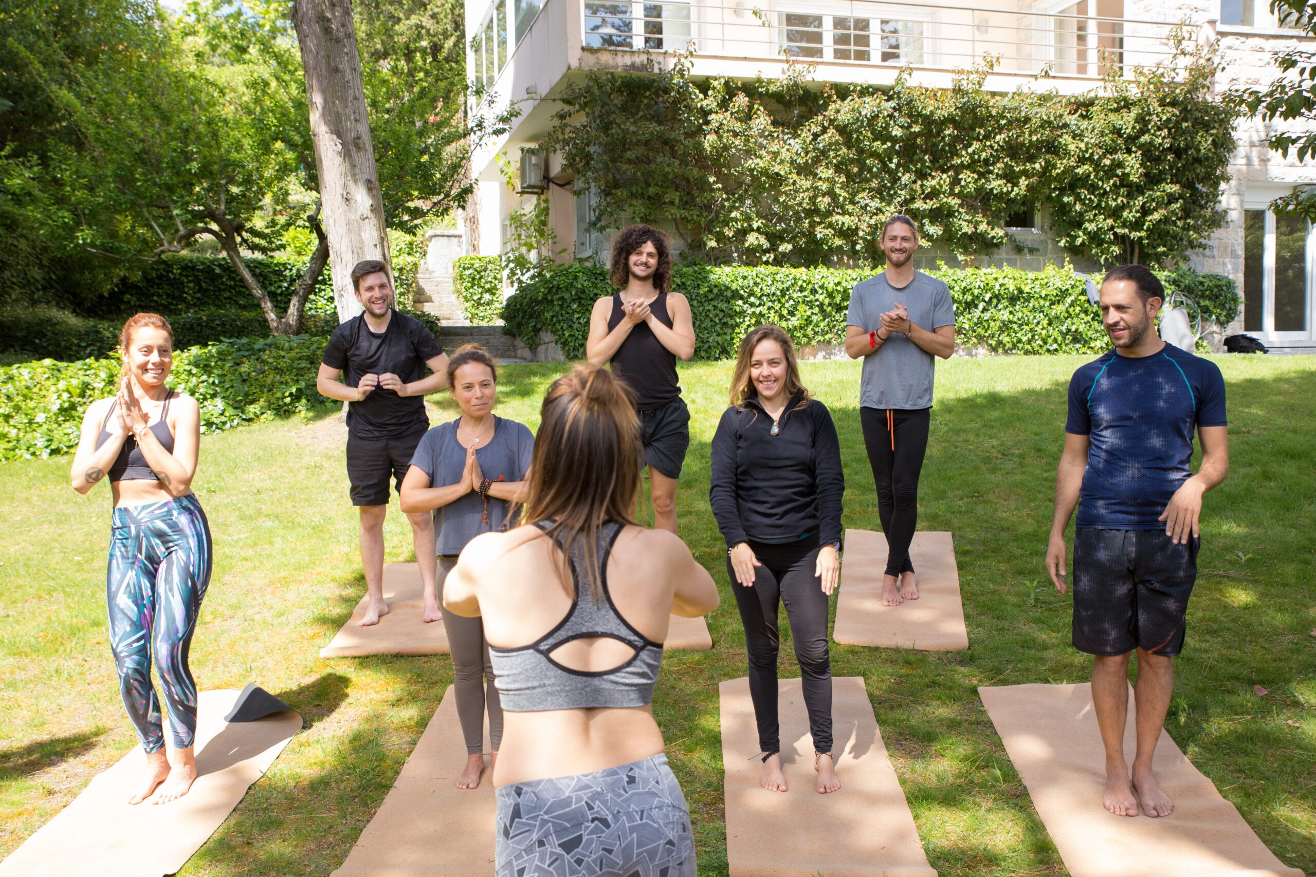 The yoga team is finishing the class.