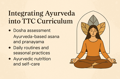 “Yoga teacher guiding a student outdoors—showcasing asana alignment and Ayurveda integration during Yoga TTC in Uttarakhand.”